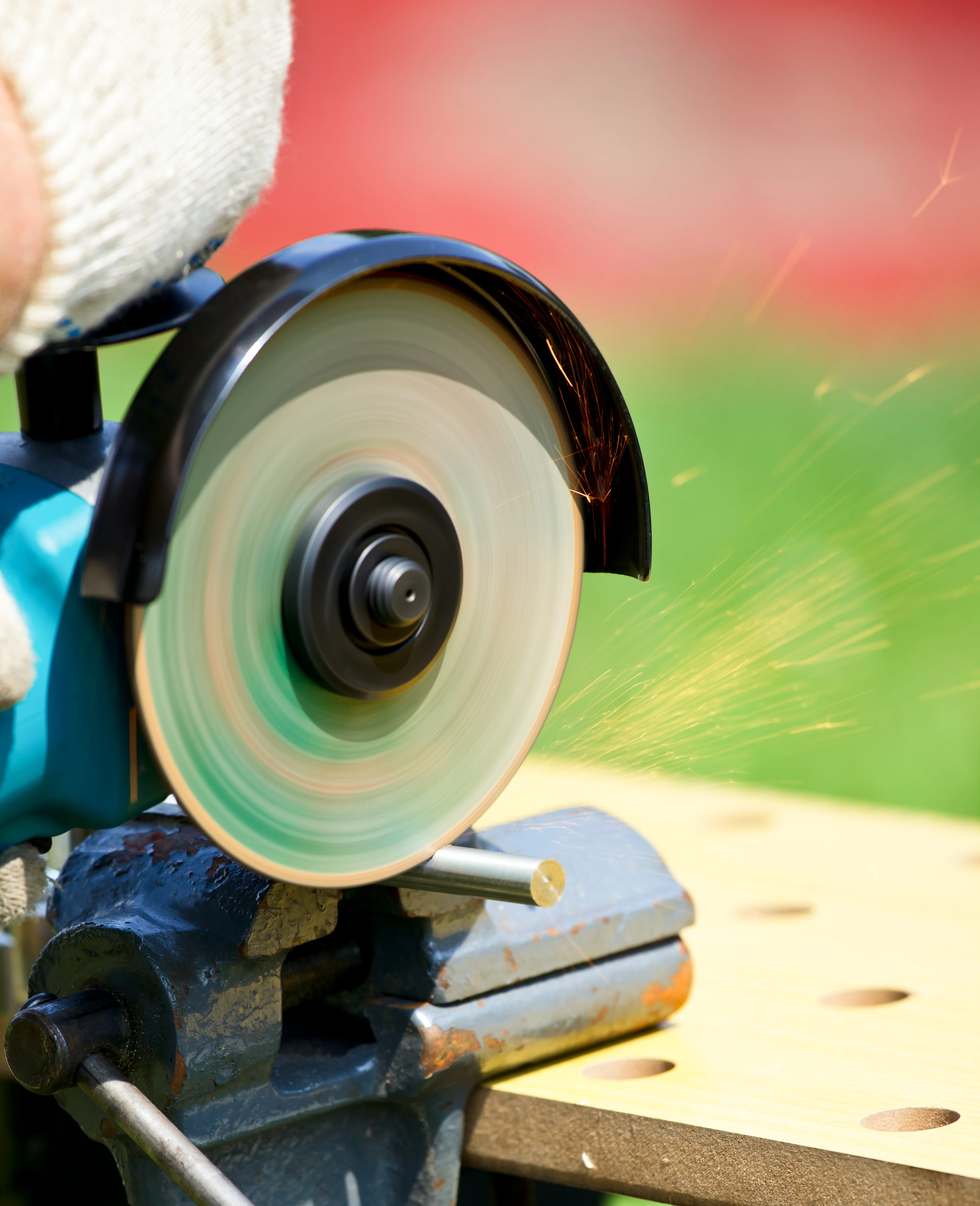 Industrial cutting wheel in operation with sparks
